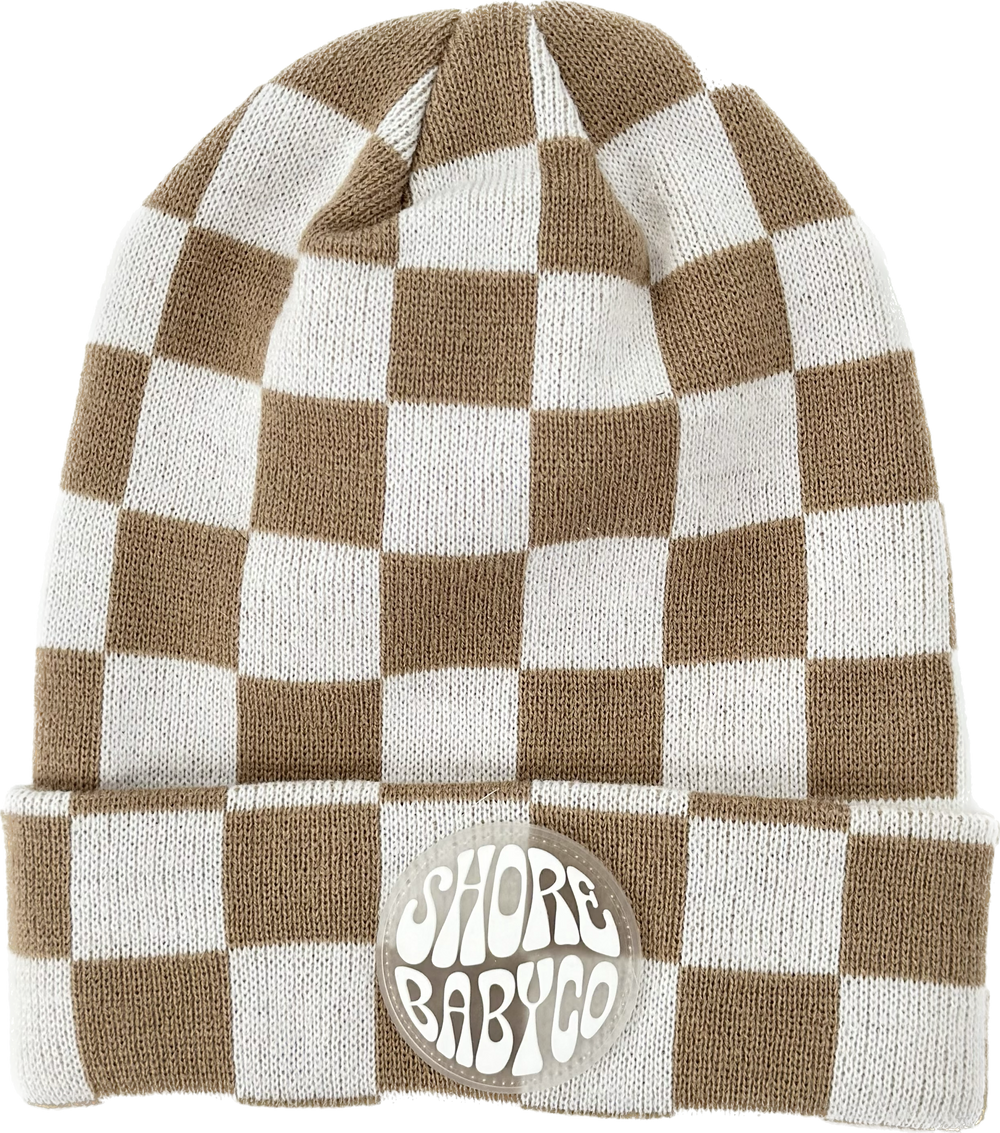 Ridge Beanie — Mocha Check (FINAL SALE)