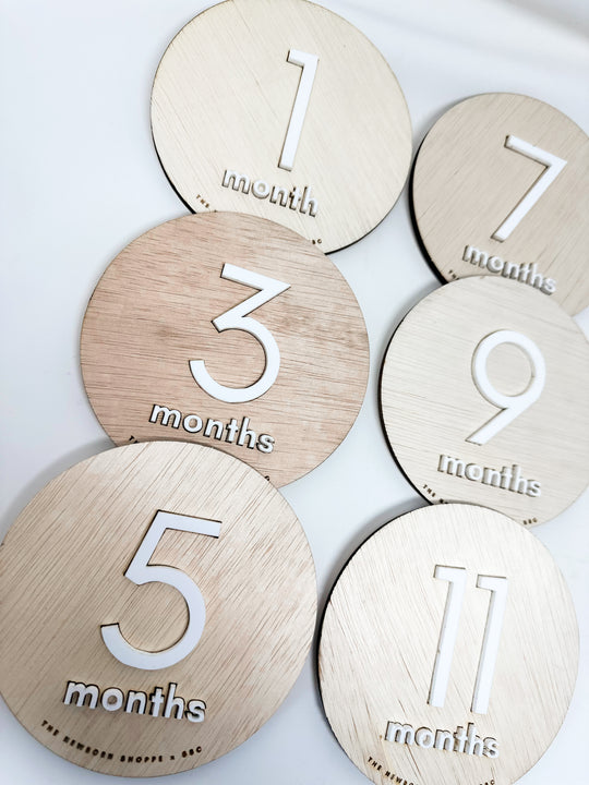 Baby Milestone Signs — Double Sided (Wood with White Acrylic)